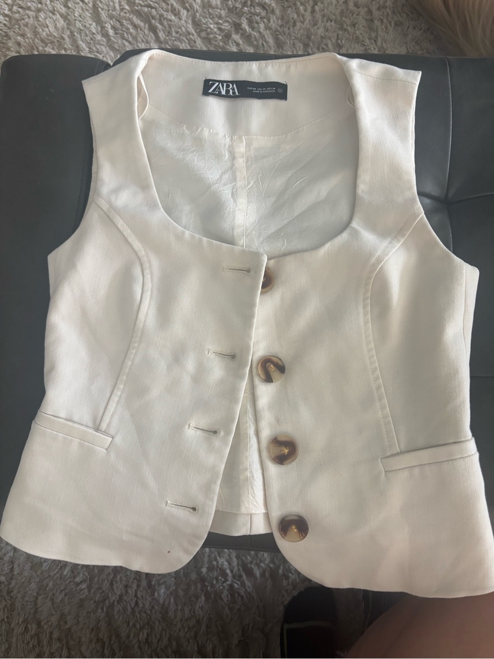 Zara Ivory Button-Front Vest